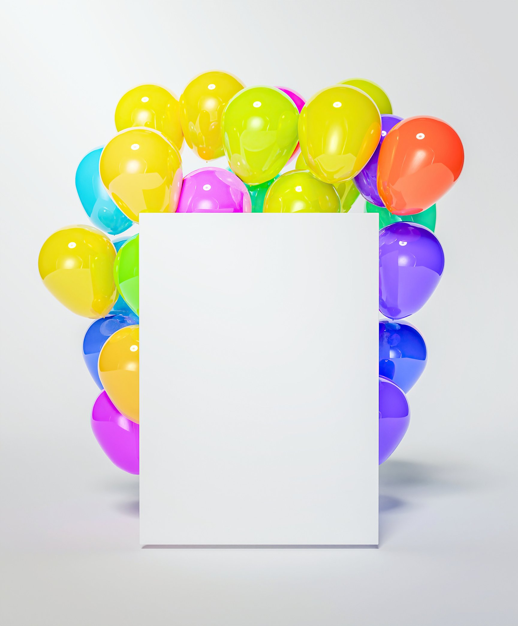 mockup of blank frame with balloons behind